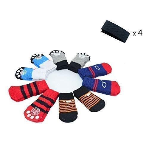 [Australia] - RUBYHOME Traction Control Cotton Socks Indoor Dog Nonskid Knit Socks 5 Pack (20 pieces socks), 4 Velcro and Color as picture shown Medium 