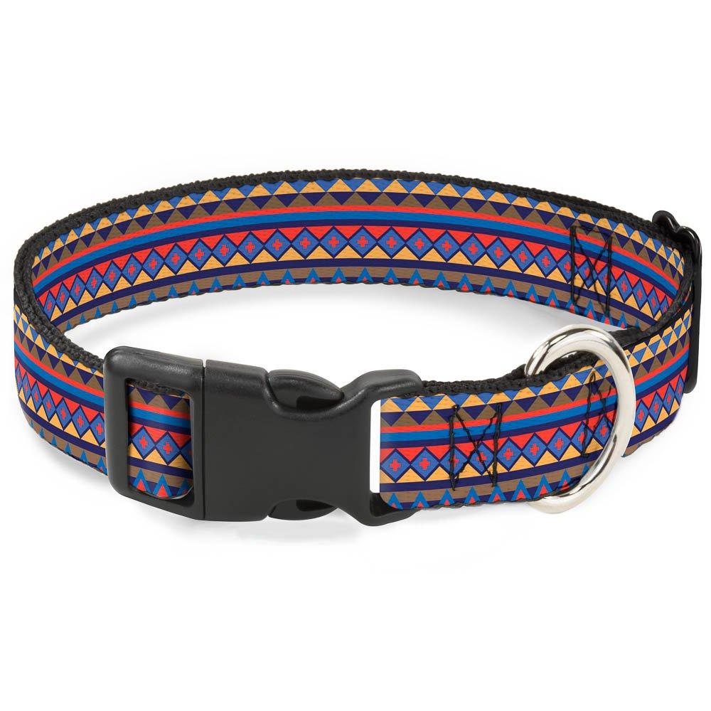 [Australia] - Buckle-Down PC-W30154-S Aztec 15 Blues/Yellow/Orange/Gray Plastic Clip Collar, Small/9-15" 