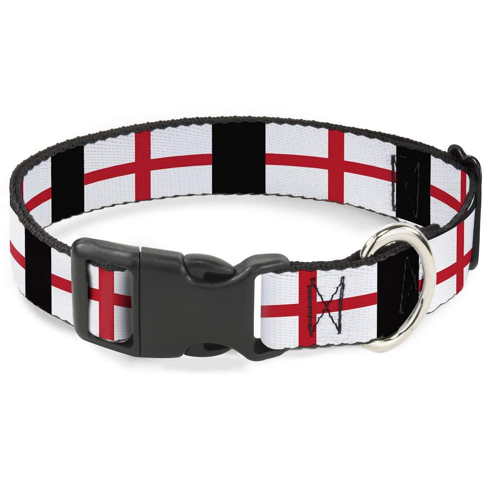 [Australia] - Buckle-Down Plastic Clip Collar - England Flags - 1" Wide - Fits 11-17" Neck - Medium 