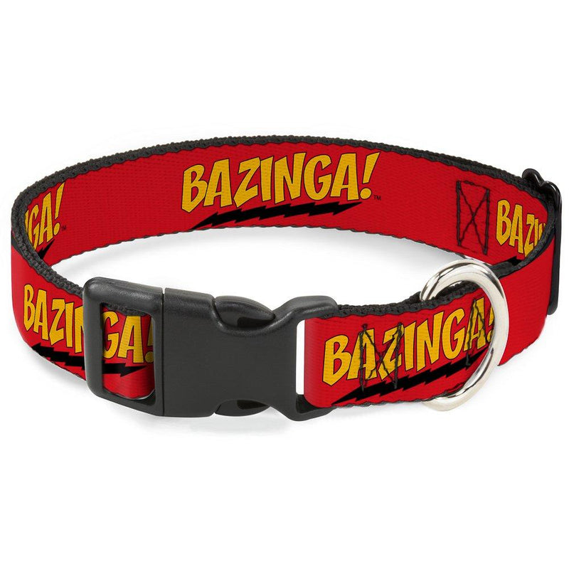 [Australia] - Buckle-Down Dog Collar Plastic Clip Bazinga Red Gold Black Available in Adjustable Sizes for Small Medium Large Dogs 1" Wide - Fits 11-17" Neck - Medium 