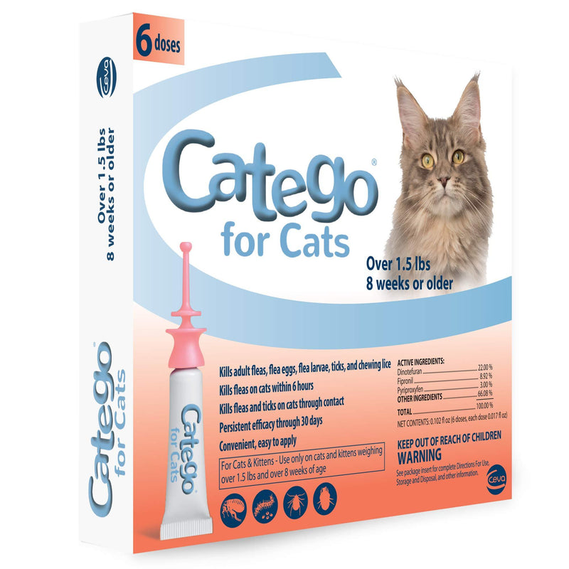 Catego Flea and Tick Control for Cats (6 Pack), 1.5 lb/One Size - PawsPlanet Australia