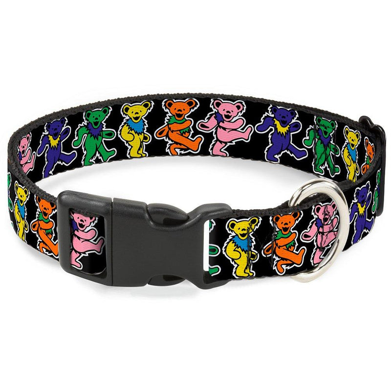 [Australia] - Buckle-Down Plastic Clip Collar - Dancing Bears Black/Multi Color - 1" Wide - Fits 15-26" Neck - Large 