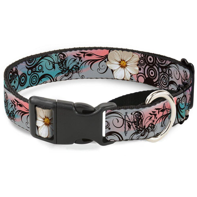 [Australia] - Buckle-Down Flowers with Filigree Pink Martingale Dog Collar 1" Wide - Fits 15-26" Neck - Large Multicolor 