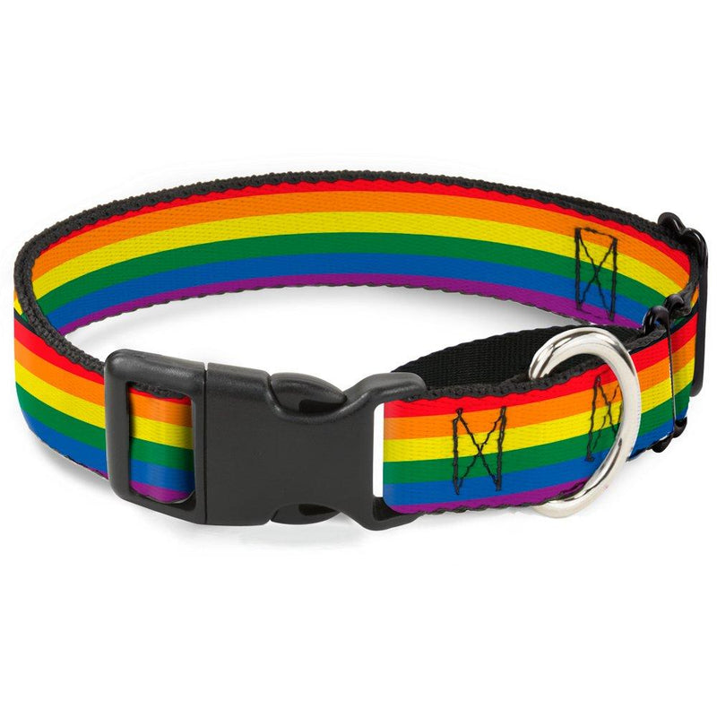 [Australia] - Buckle-Down Flag Pride Rainbow Martingale Dog Collar 1" Wide - Fits 15-26" Neck - Large Multicolor 