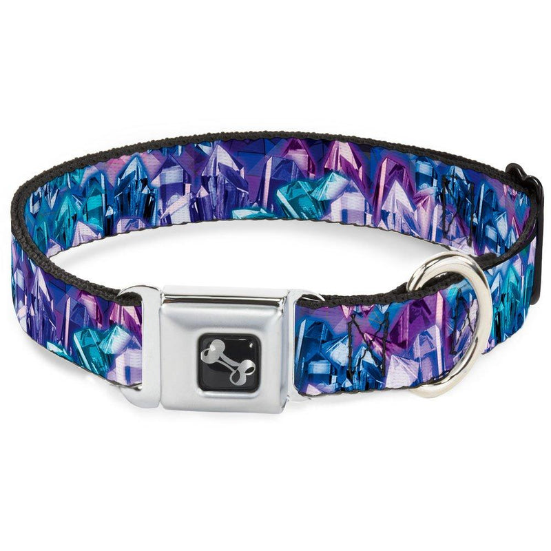 [Australia] - Buckle-Down Seatbelt Buckle Dog Collar - Crystals2 Blues/Purples - 1" Wide - Fits 15-26" Neck - Large 