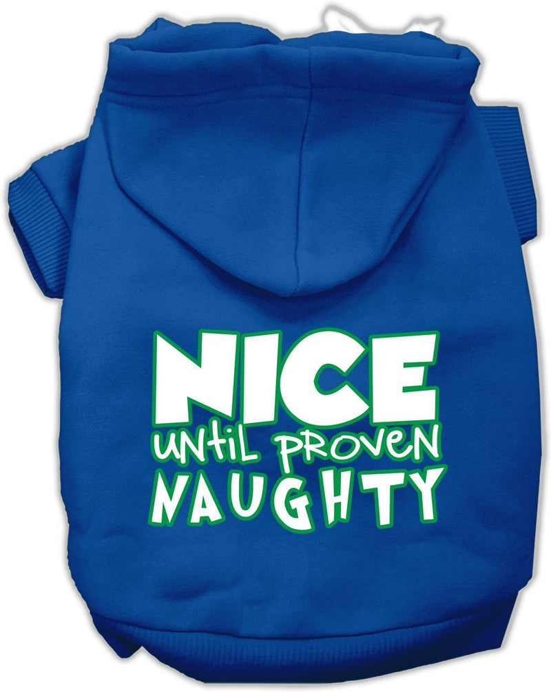 [Australia] - Mirage Pet Products 62-159 XSBL Nice Until Proven Naughty Screen Print Blue Pet Hoodie, X-Small 