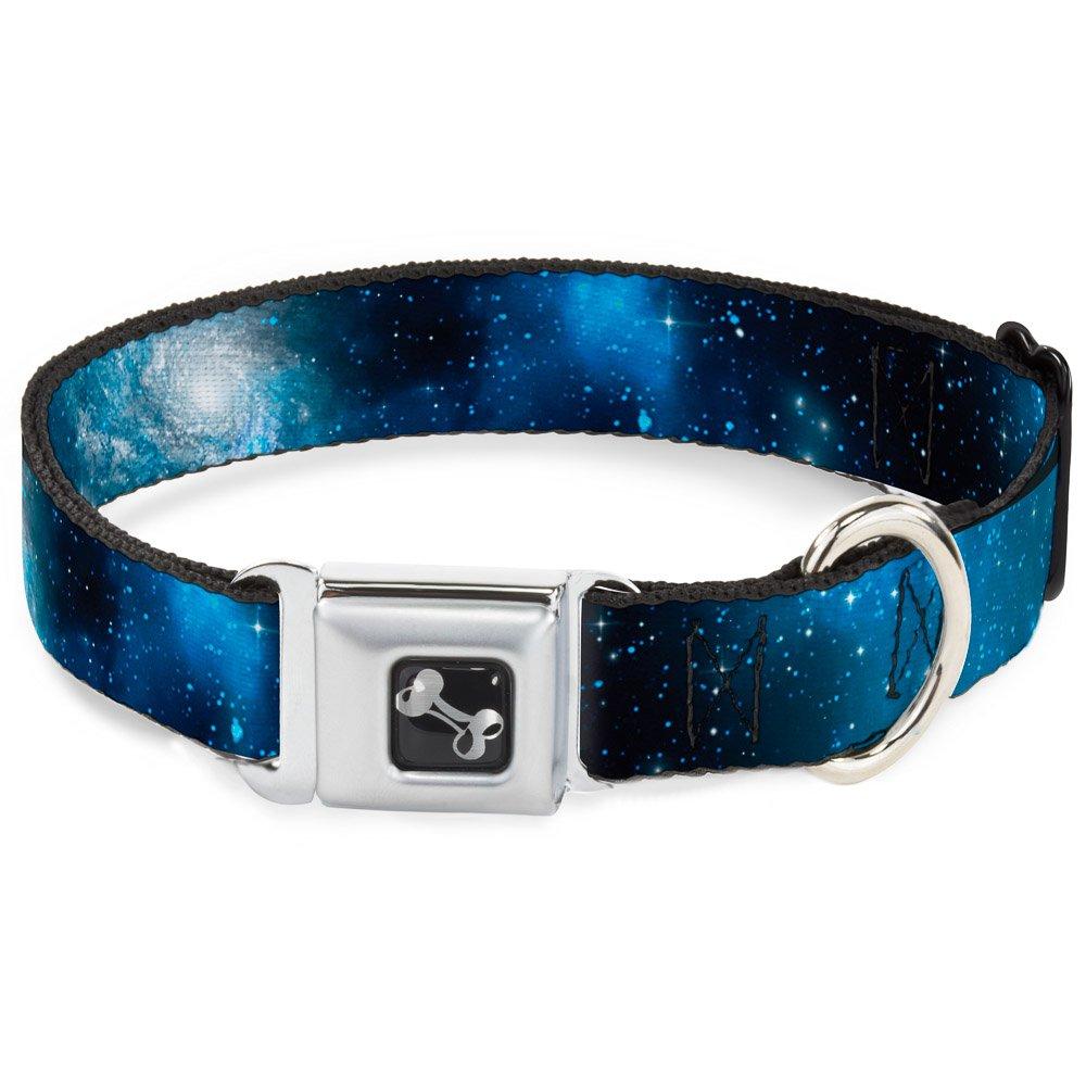 [Australia] - Dog Collar Seatbelt Buckle Galaxy Blues Blues 15 to 26 Inches 1.0 Inch Wide 