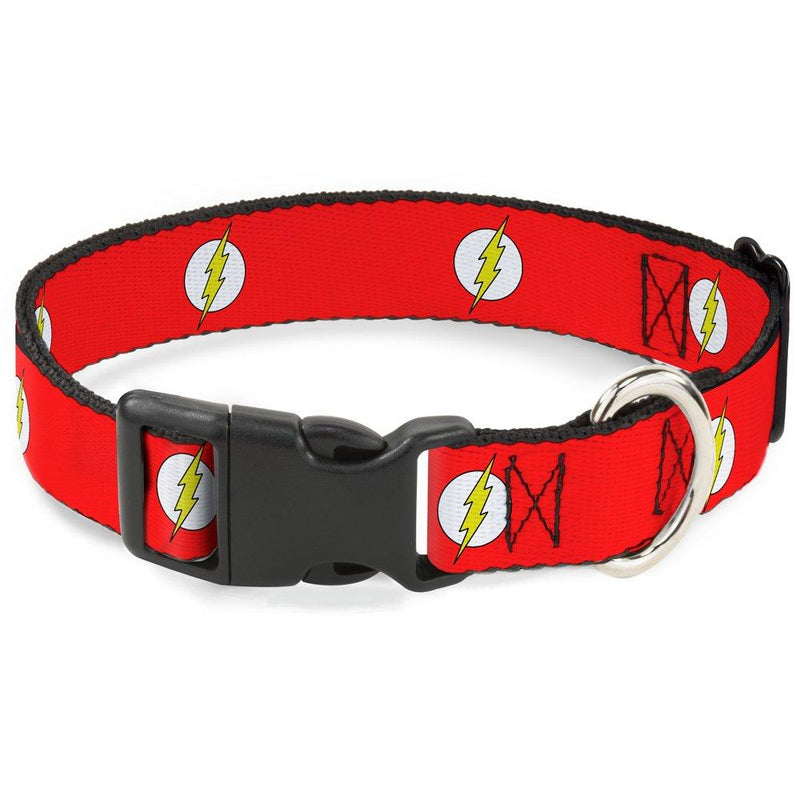 [Australia] - Buckle-Down Plastic Clip Collar - Flash Logo Red/White/Yellow - 1/2" Wide - Fits 6-9" Neck - Small 1" Wide - Fits 9-15" Neck - Small 