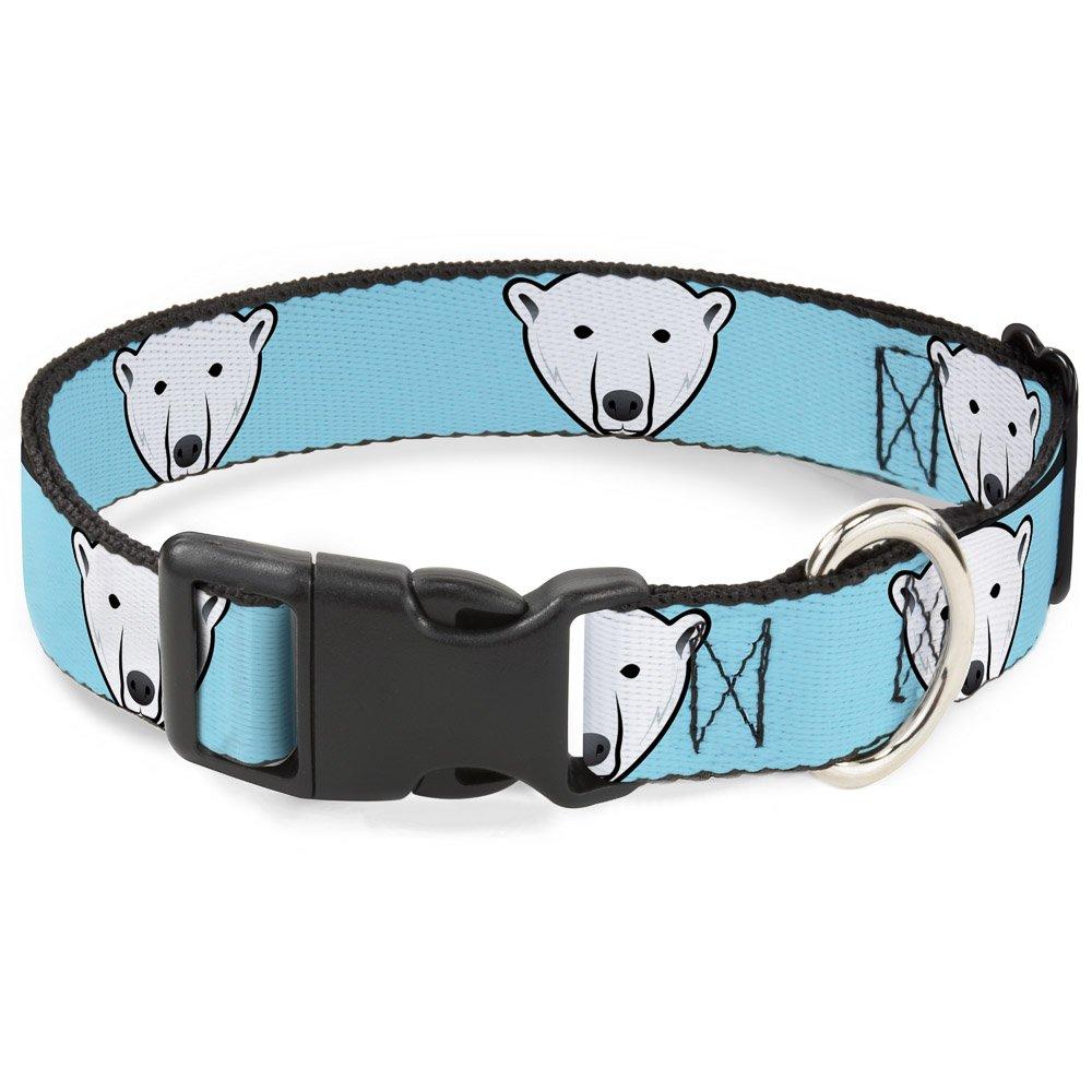 [Australia] - Buckle-Down Dog Collar Plastic Clip Polar Bear Repeat Baby Blue Available In Adjustable Sizes For Small Medium Large Dogs 1.5" Wide - Fits 18-32" Neck - Large 