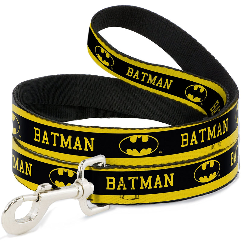 [Australia] - Dog Leash Batman Logo Stripe Yellow Black 6' Long 1.5" Wide 6 Feet Long - 1" Wide 