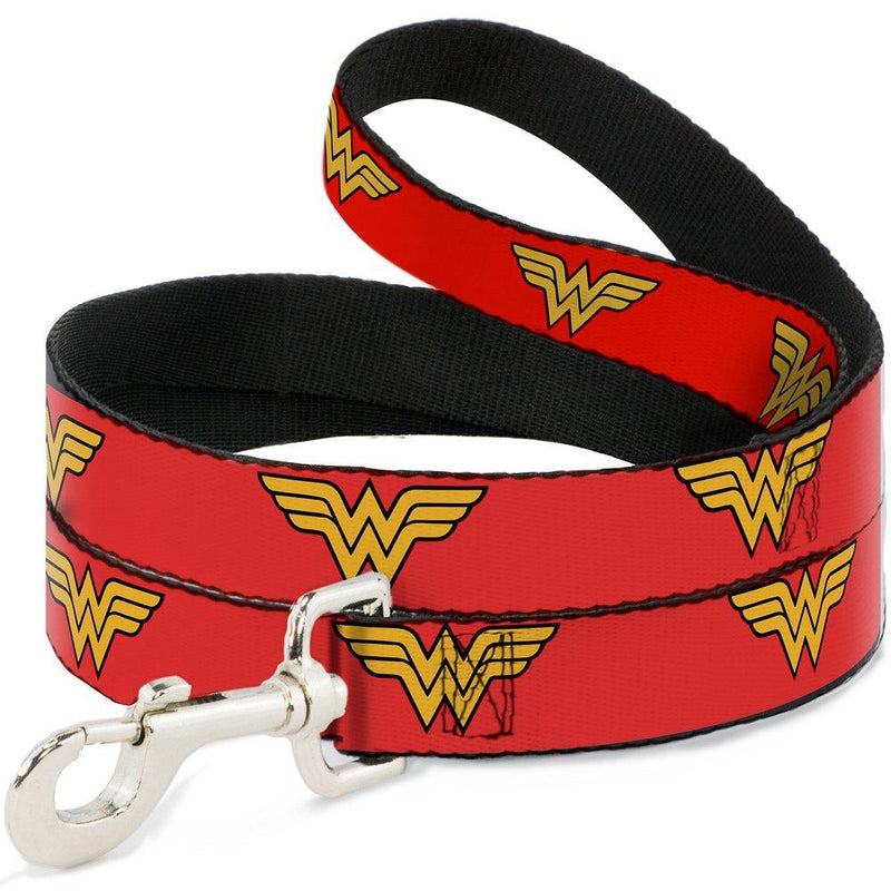 [Australia] - Buckle-Down Pet Leash - Wonder Woman Logo Red - 4 Feet Long - 1.5" Wide 6 Feet Long - 1" Wide 