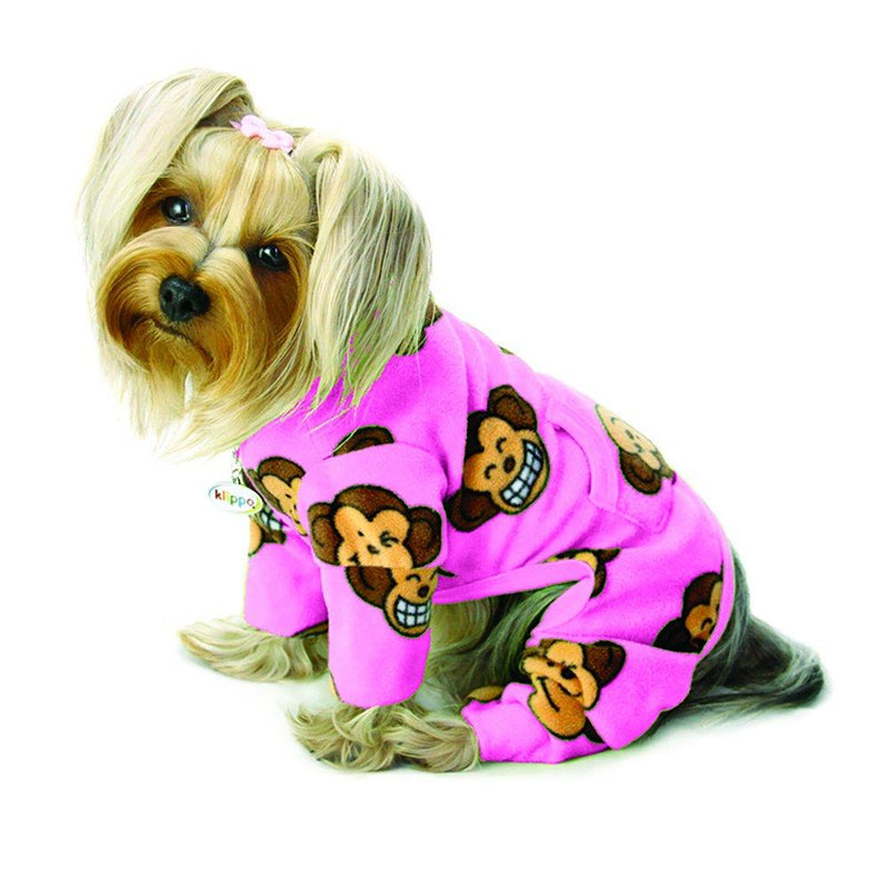 [Australia] - Klippo Pet KBD073SZ Silly Monkey Fleece Turtleneck Pajamas44; Pink - Small 