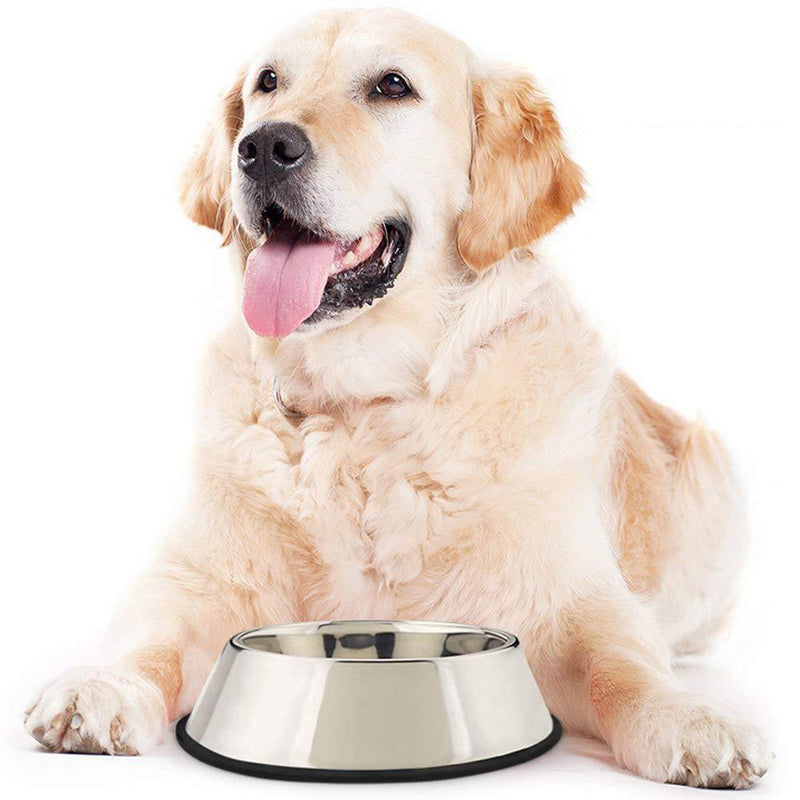 [Australia] - SunGrow Extra Large No Spill Feeding Bowl for Dogs and Cats, 14.3-inches Wide, 3.5-inches Deep, 11.4-inches in Diameter, Stainless Steel Vessel with Non-Slip Rubber Base 