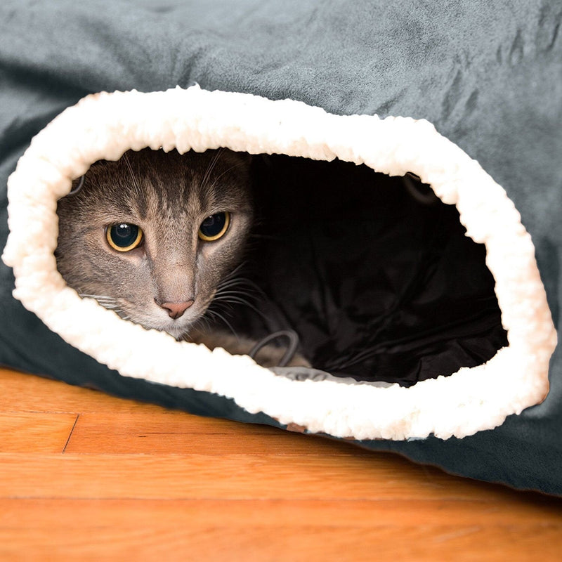 [Australia] - Easyology Premium Cat Tunnel - Interactive Cat Tube Toy with Crinkle Sound - Best Cat Tunnels for Indoor Cats - Fun Kitty Tunnel for Hiding - Collapsible Gray 