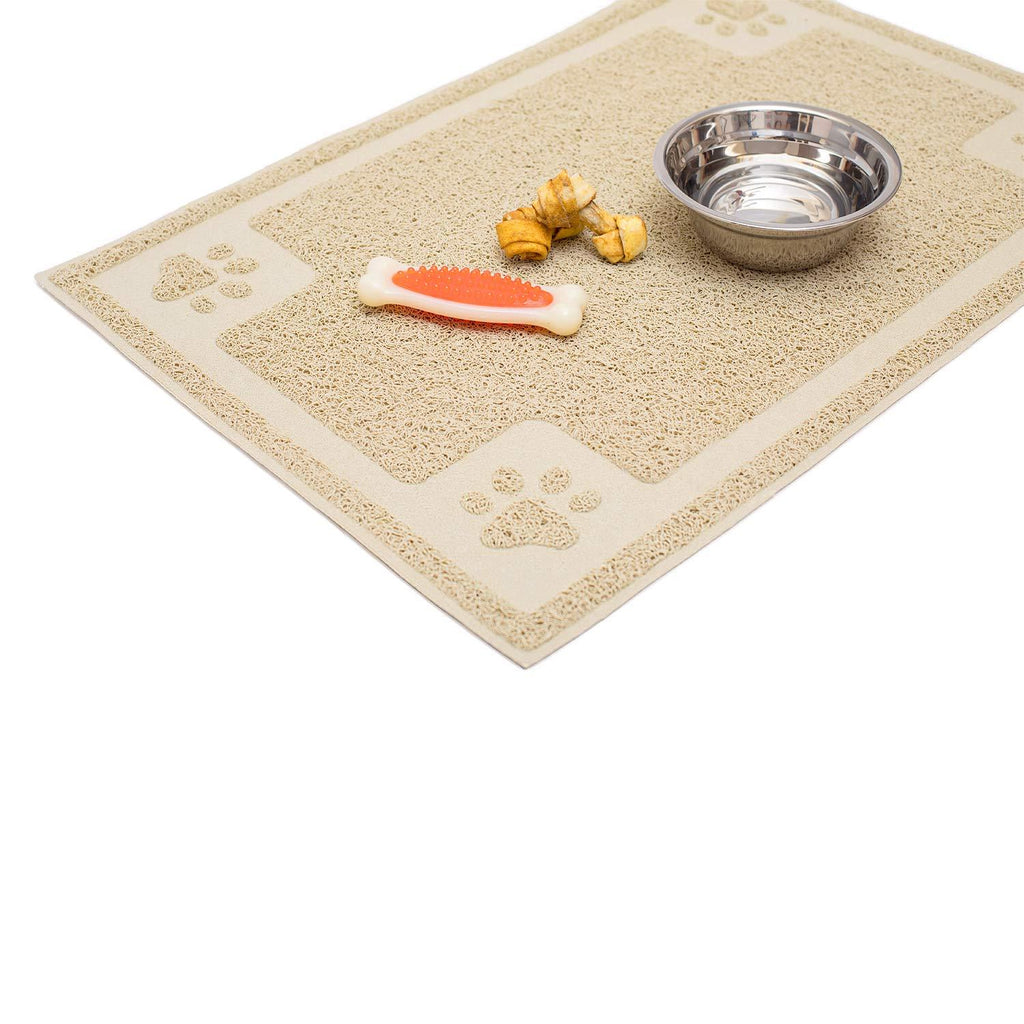 Cavalier Pets, Dog Bowl Mat for Cat and Dog Bowls, Silicone Non-Slip Absorbent Waterproof Dog Food Mat, Easy to Clean, Unique Paw Design Medium (24-Inch) Beige - PawsPlanet Australia