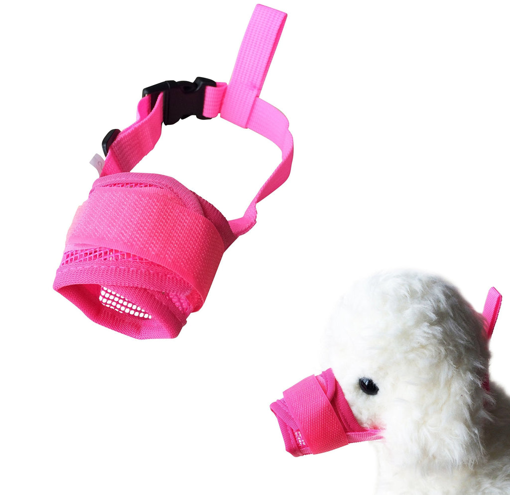 [Australia] - FUNPET Dog Muzzle Adjustable for Biting Chewing Licking and Barking Puppy Pet with Soft Mesh Medium Pink 