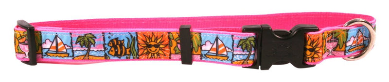 [Australia] - Yellow Dog Design Beach Party On Pink Grosgrain Ribbon Collar 3/4" Wide and Small 