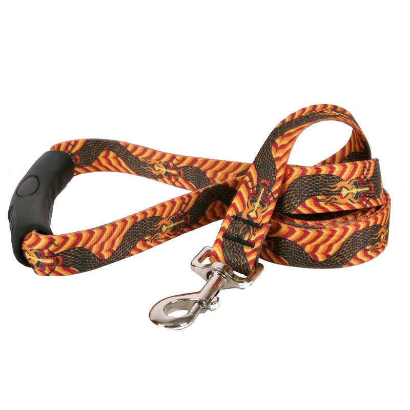 [Australia] - Yellow Dog Design Dragon Wave Orange EZ-Grip Dog Leash with Comfort Handle 3/4" x 60" (5 feet) Long 