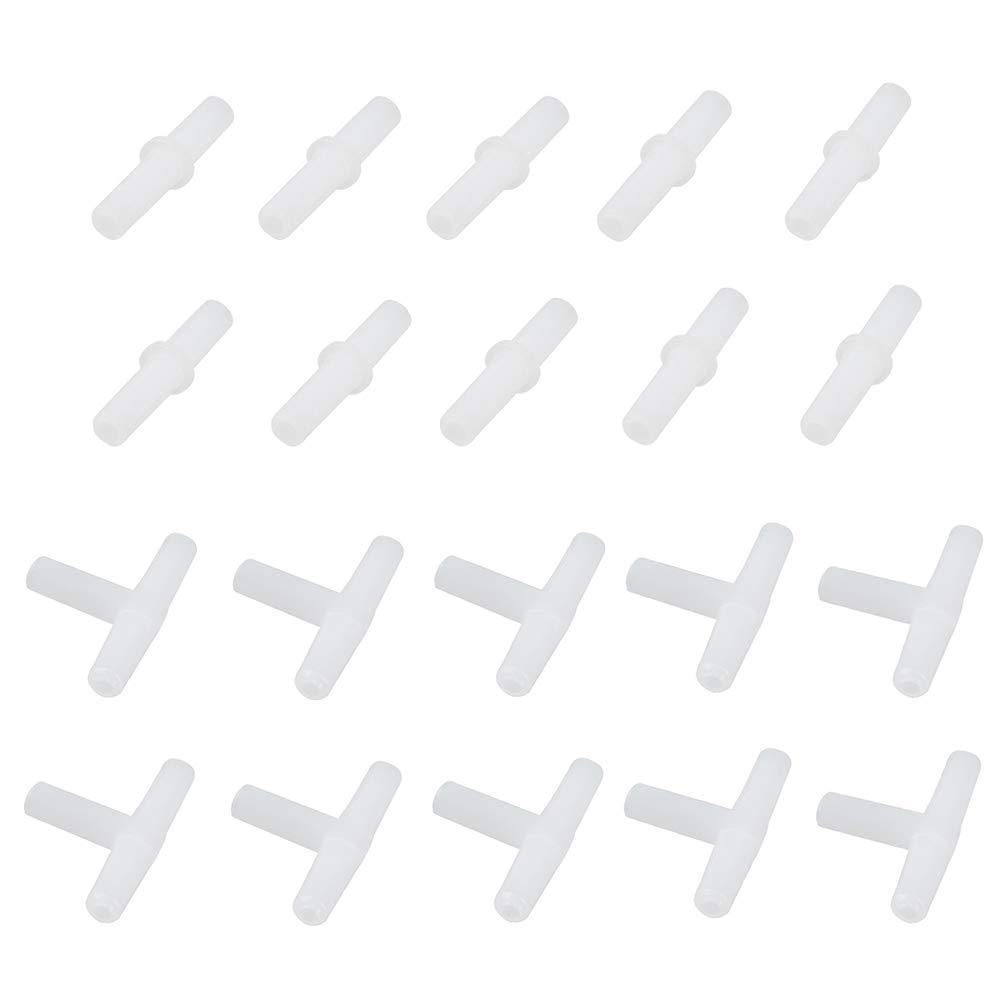 [Australia] - Pawfly Aquarium Air Valve Connector White Plastic Inline Tubing, 40-Piece 2 Shapes 