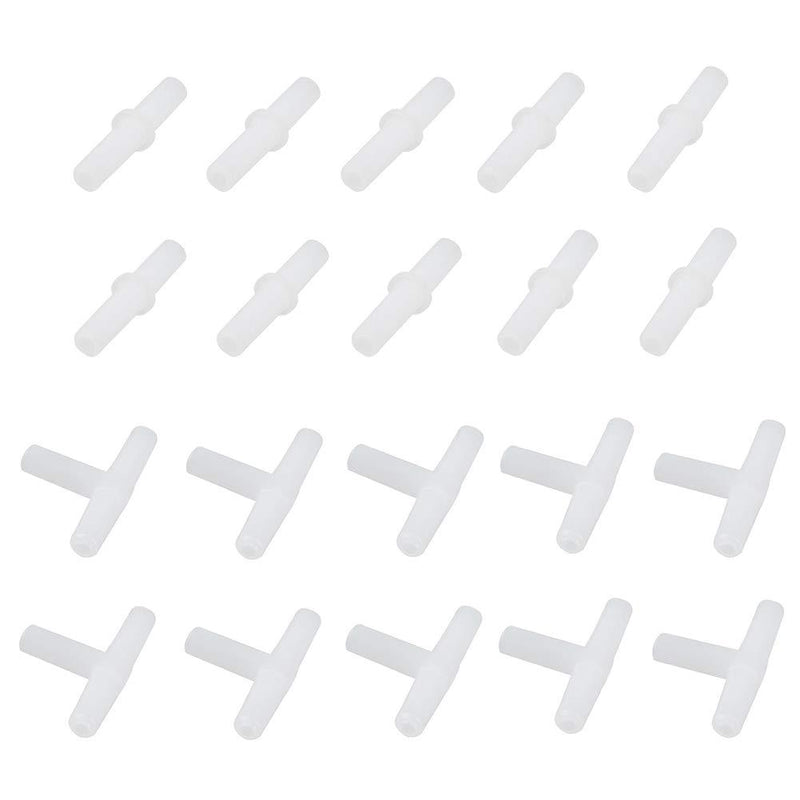 [Australia] - Pawfly Aquarium Air Valve Connector White Plastic Inline Tubing, 40-Piece 2 Shapes 