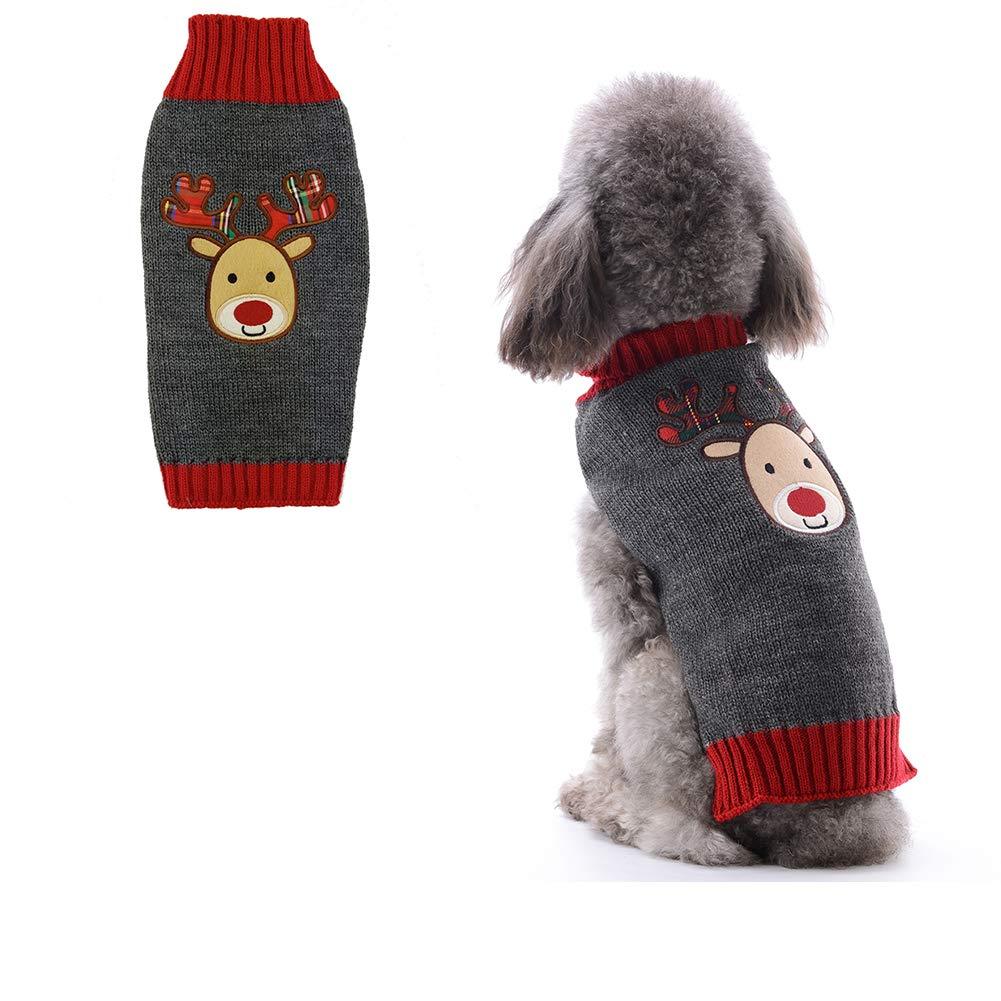 Delifur Dog Ugly Christmas Sweater Cute Reindeer Xmas Clothes Holiday Winter Sweater for Puppy Kitten Cats XL - PawsPlanet Australia