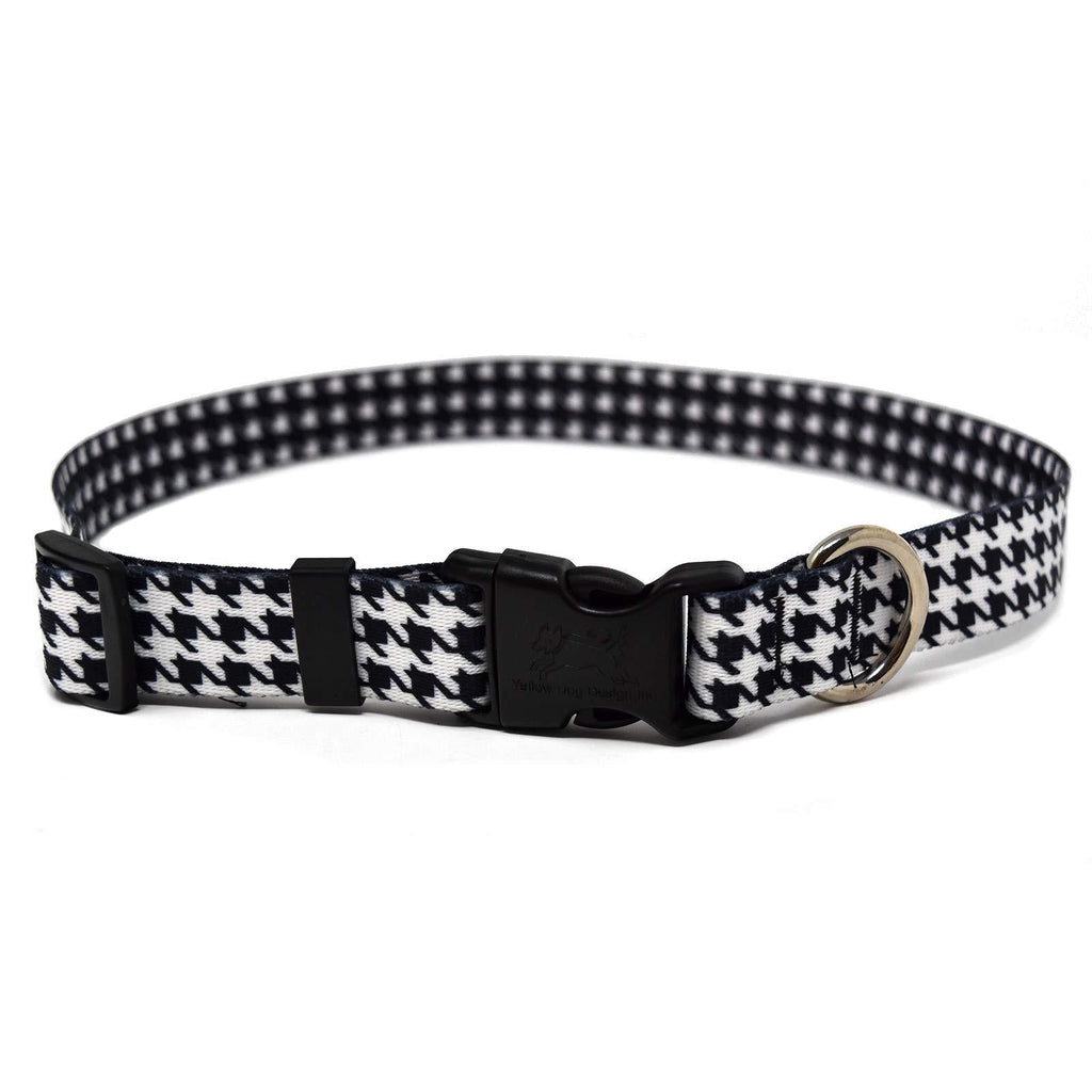 [Australia] - Yellow Dog Design Hounds Tooth White and Black Dog Collar 3/8" Wide and Teacup 4" - 9" 