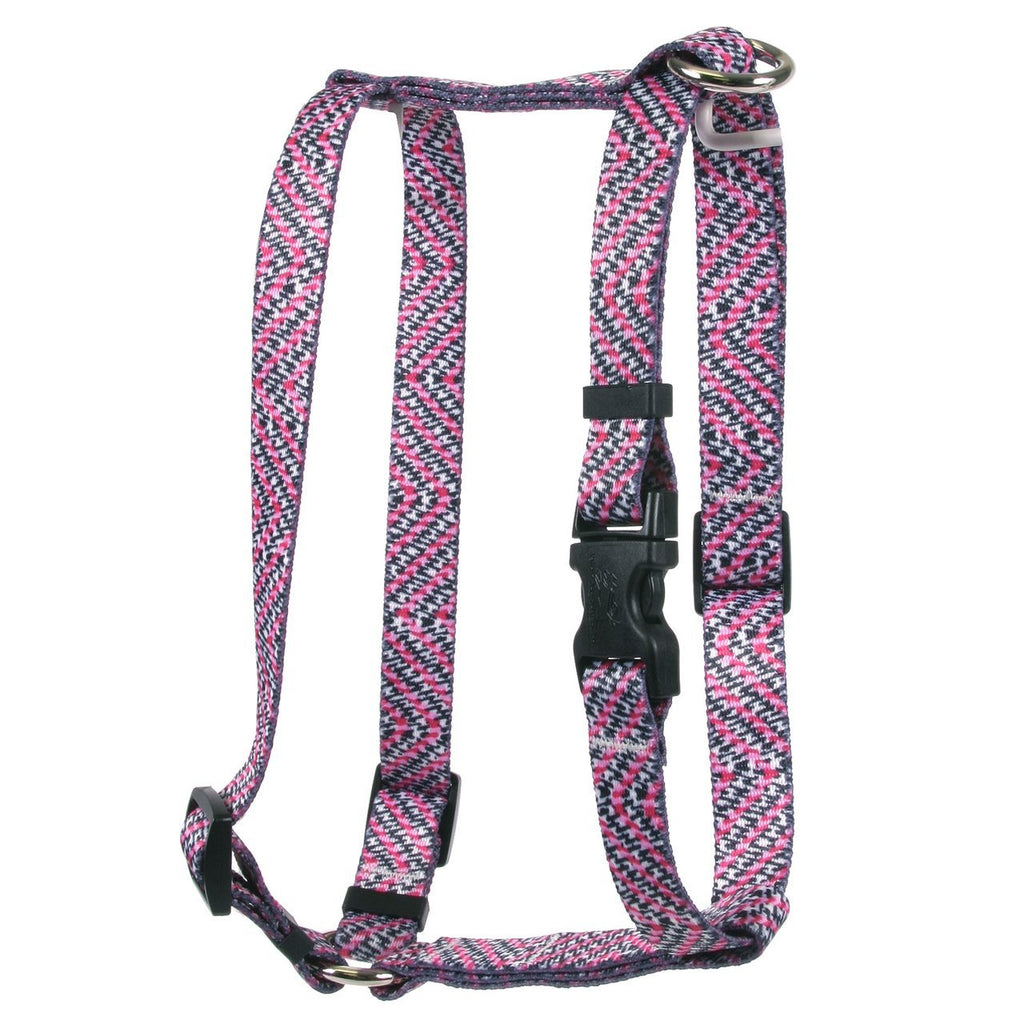 [Australia] - Yellow Dog Design Pink Tweed Roman Style H Dog Harness Extra Large 28" - 36" 