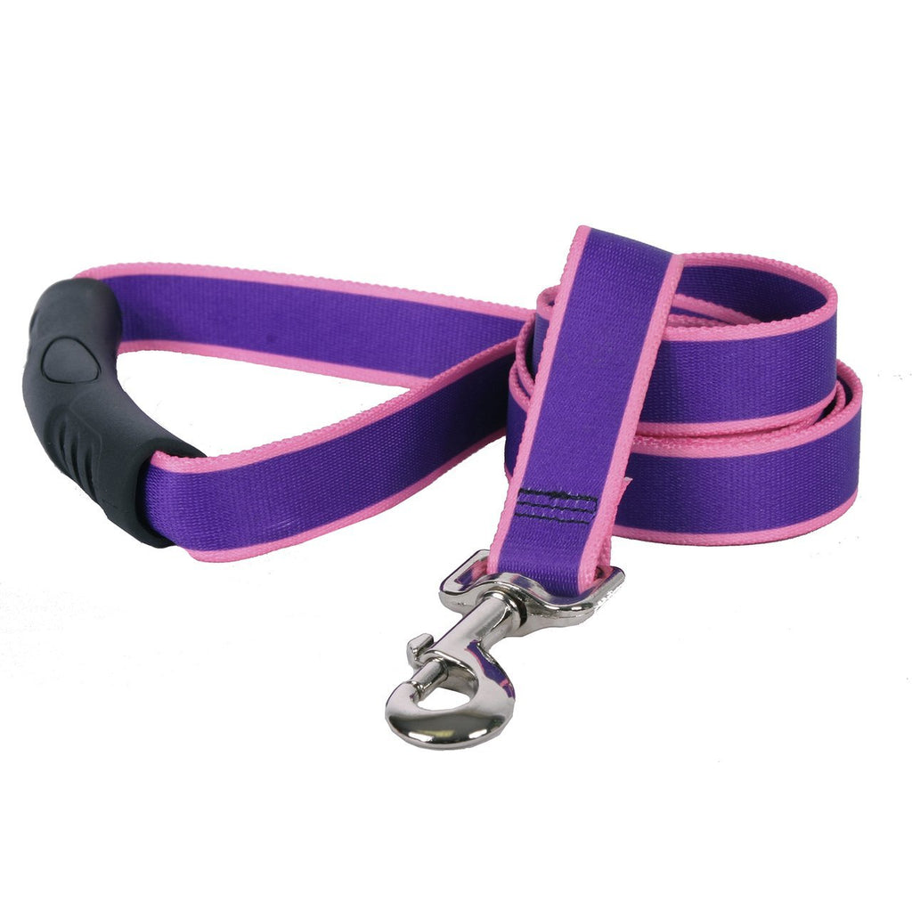 [Australia] - Yellow Dog Design Sterling Stripes Purple Light Pink Dog Leash with Comfort Grip Handle 1" x 60" (5 feet) Long 