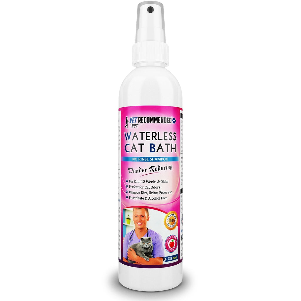 Vet Recommended Waterless Cat Shampoo & Conditioner - Apple Extract (8 Oz/240 ml). Simple Spray & Easy to Use. for Sensitive Skin, Detergent and Alcohol Free. Made in USA - PawsPlanet Australia