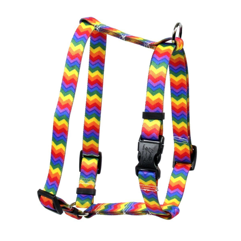 [Australia] - Yellow Dog Design Rainbow Chevron Roman Style H Dog Harness Small/Medium 14" - 20" 