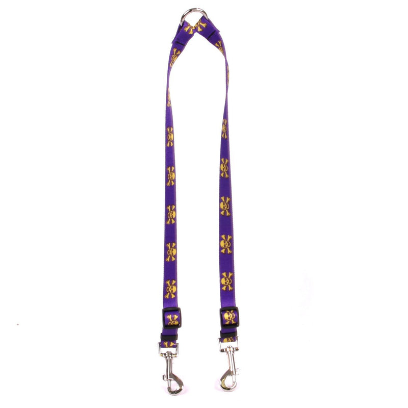 [Australia] - Yellow Dog Design Purple and Gold Skulls Coupler Dog Leash Large 