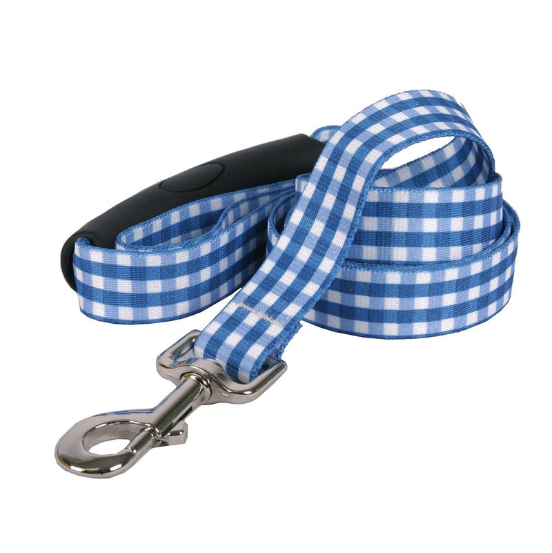 [Australia] - Southern Dawg Gingham Navy Blue Dog Leash with Comfort Grip Handle 3/4" X 60" (5 feet) Long 