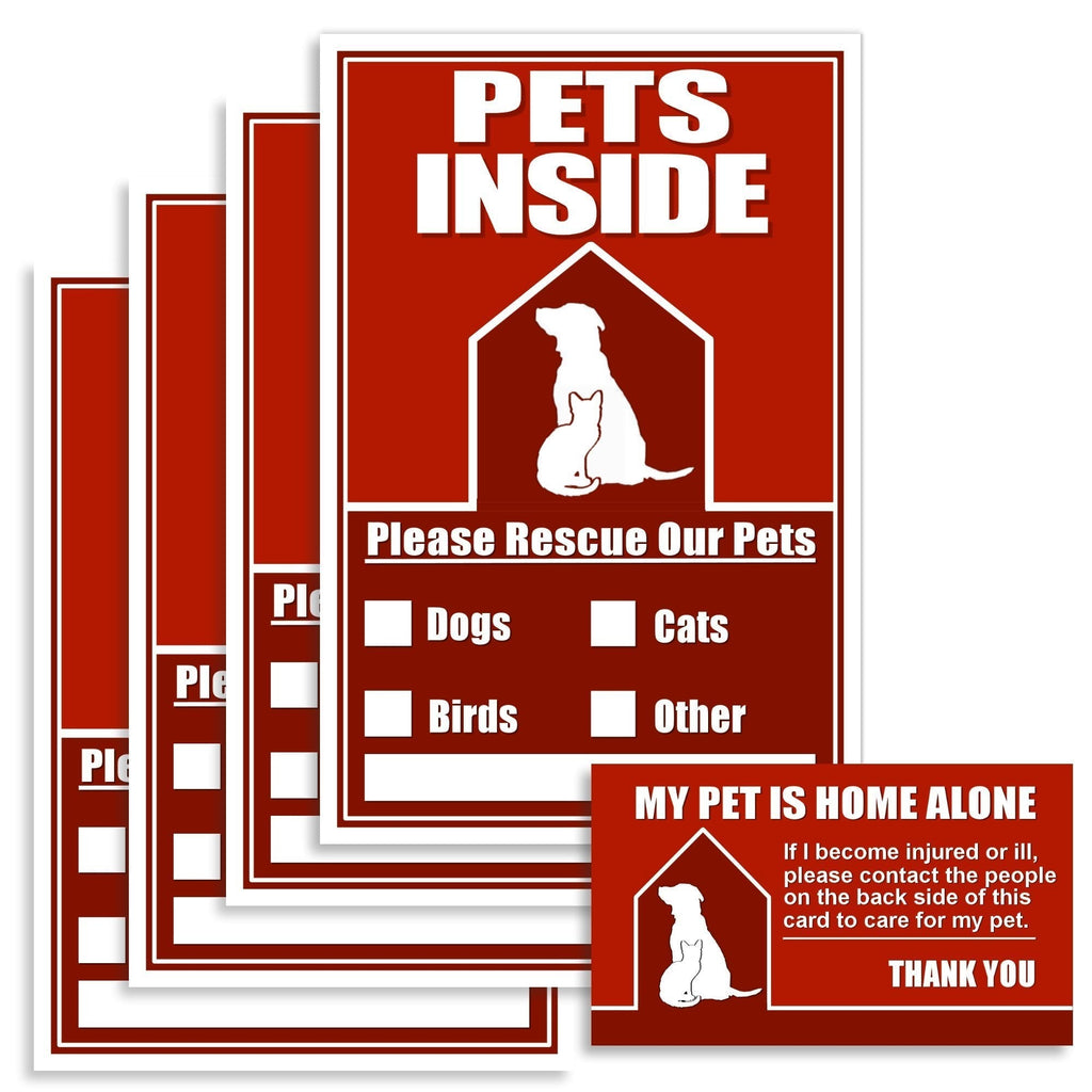 [Australia] - Safetpetz Fire Stickers Pets Emergency Pet Finder Window Sticker Kit 4 Pet Alert Stickers Your House 1 Pet Emergency Wallet Card 