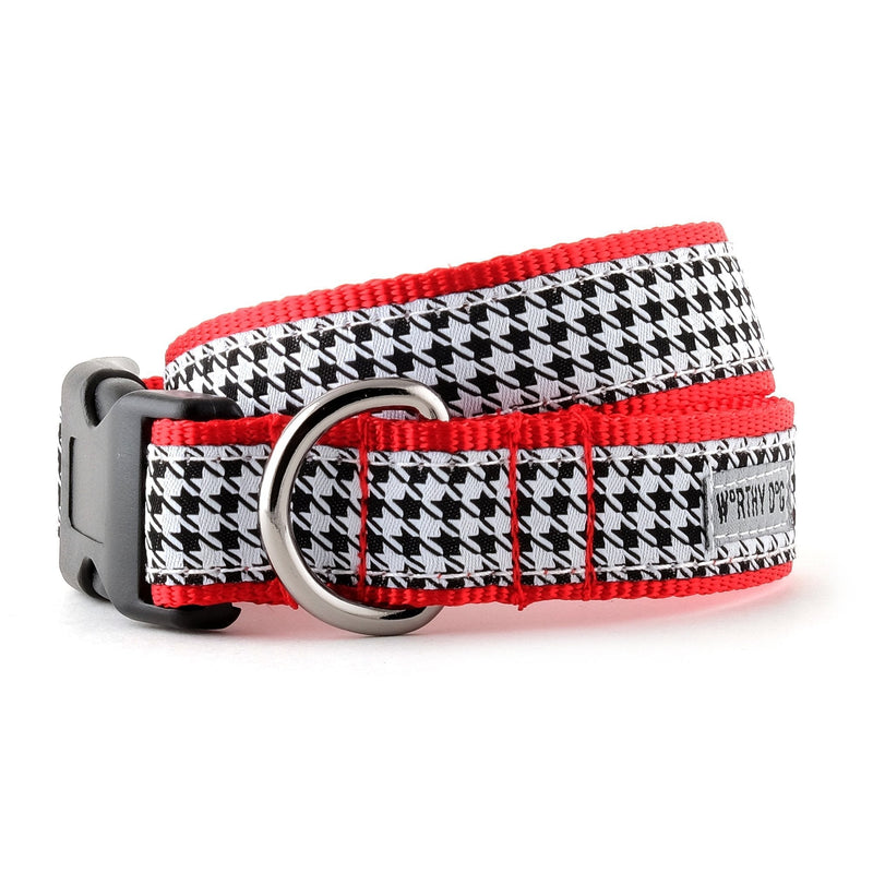 [Australia] - The Worthy Dog Houndstooth Pattern Designer Adjustable and Comfortable Nylon Webbing, Side Release Buckle Collar for Dogs - Fits Small, Medium and Large Dogs, Black/White Color Black & White, M 