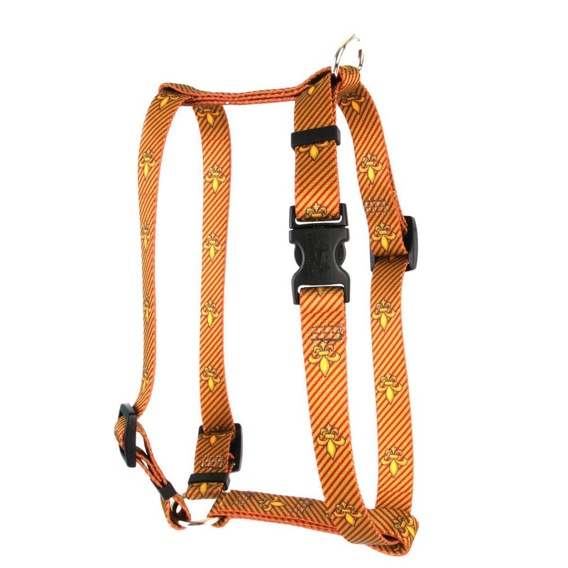 [Australia] - Yellow Dog Design Fleur De Lis Gold Roman Style H Dog Harness Extra Large 28" - 36" 