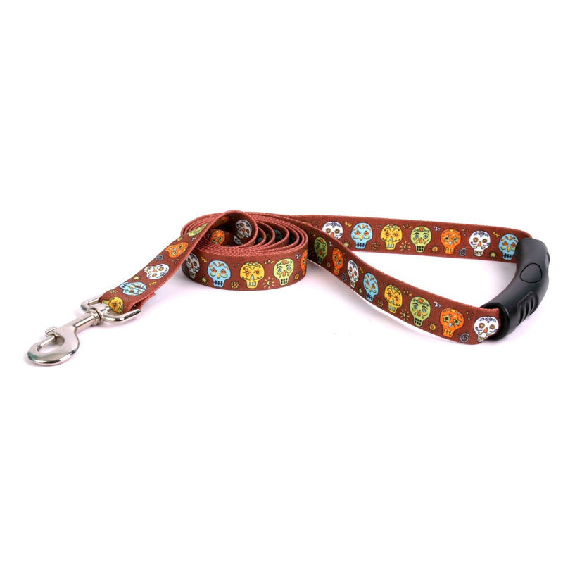 [Australia] - Yellow Dog Design Candy Skulls Ez-Grip Dog Leash with Comfort Handle 1" x 60" (5 feet) Long 