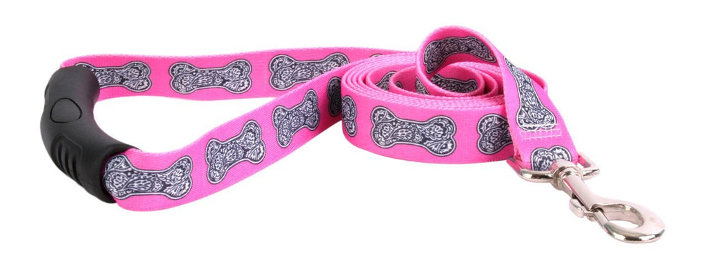 [Australia] - Yellow Dog Design Bella Bone Pink EZ-Grip Dog Leash with Comfort Handle 3/4" x 60" (5 feet) Long 