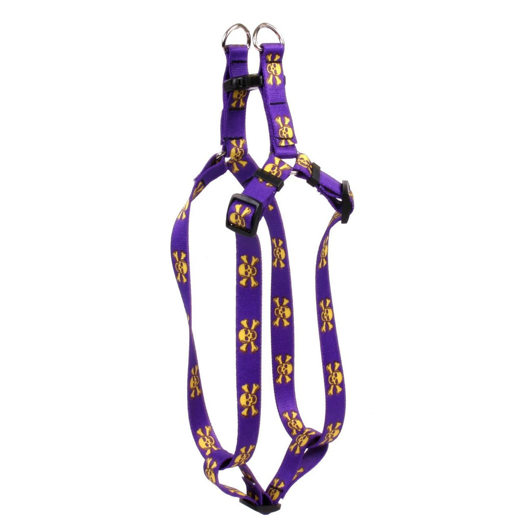 [Australia] - Yellow Dog Design Purple and Gold Skulls Step-in Dog Harness Extra Small 4.5" - 9" 