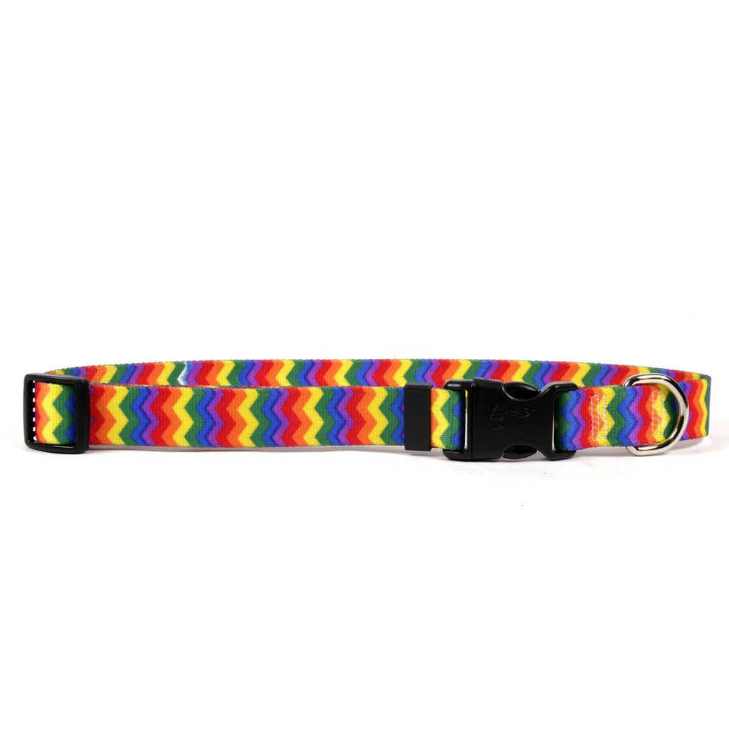 [Australia] - Yellow Dog Design Standard Easy-Snap Collar, Chevron Blueberry Cat 8" - 12" Rainbow Stripe Chevron 