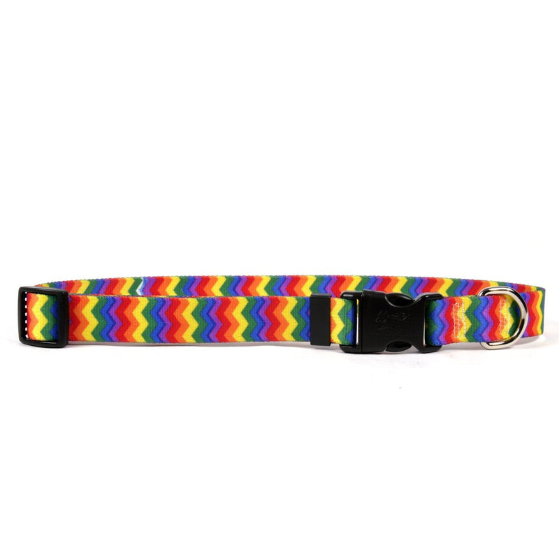 [Australia] - Yellow Dog Design Standard Easy-Snap Collar, Chevron Blueberry Cat 8" - 12" Rainbow Stripe Chevron 