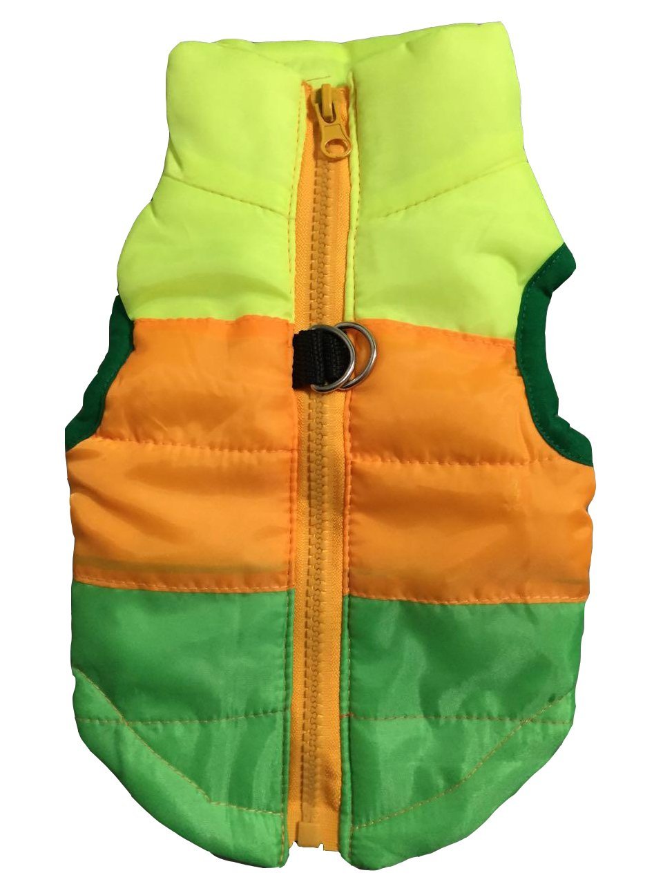 Vedem Pet Puffer Zipper Quilted Vest Coat for Dog Cat L Yellow/Orange/Green - PawsPlanet Australia