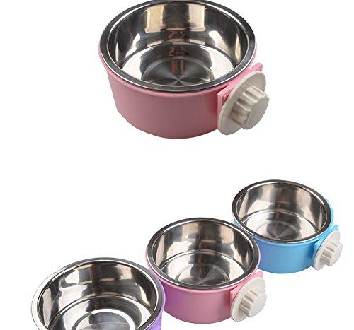 [Australia] - I-Fashion Removable Stainless Steel Hanging Bowl Cat Bowl Dog Water Bowl Birds Food Bowl 3 Colors Pink 