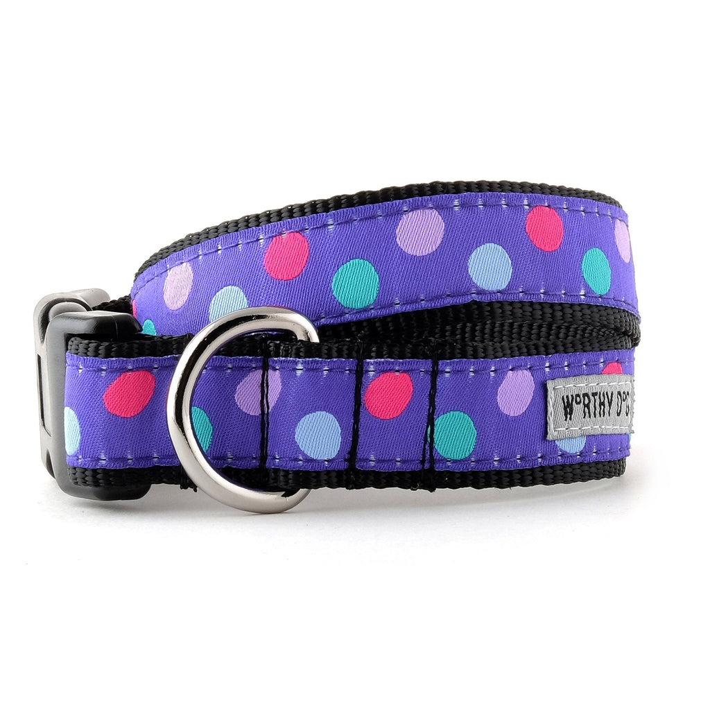 [Australia] - The Worthy Dog Gumball Purple Polka Dot Pattern Designer Adjustable and Comfortable Nylon Webbing, Side Release Buckle Collar for Dogs - Fits Small, Medium and Large Dogs, Purple Color Purple, XL 