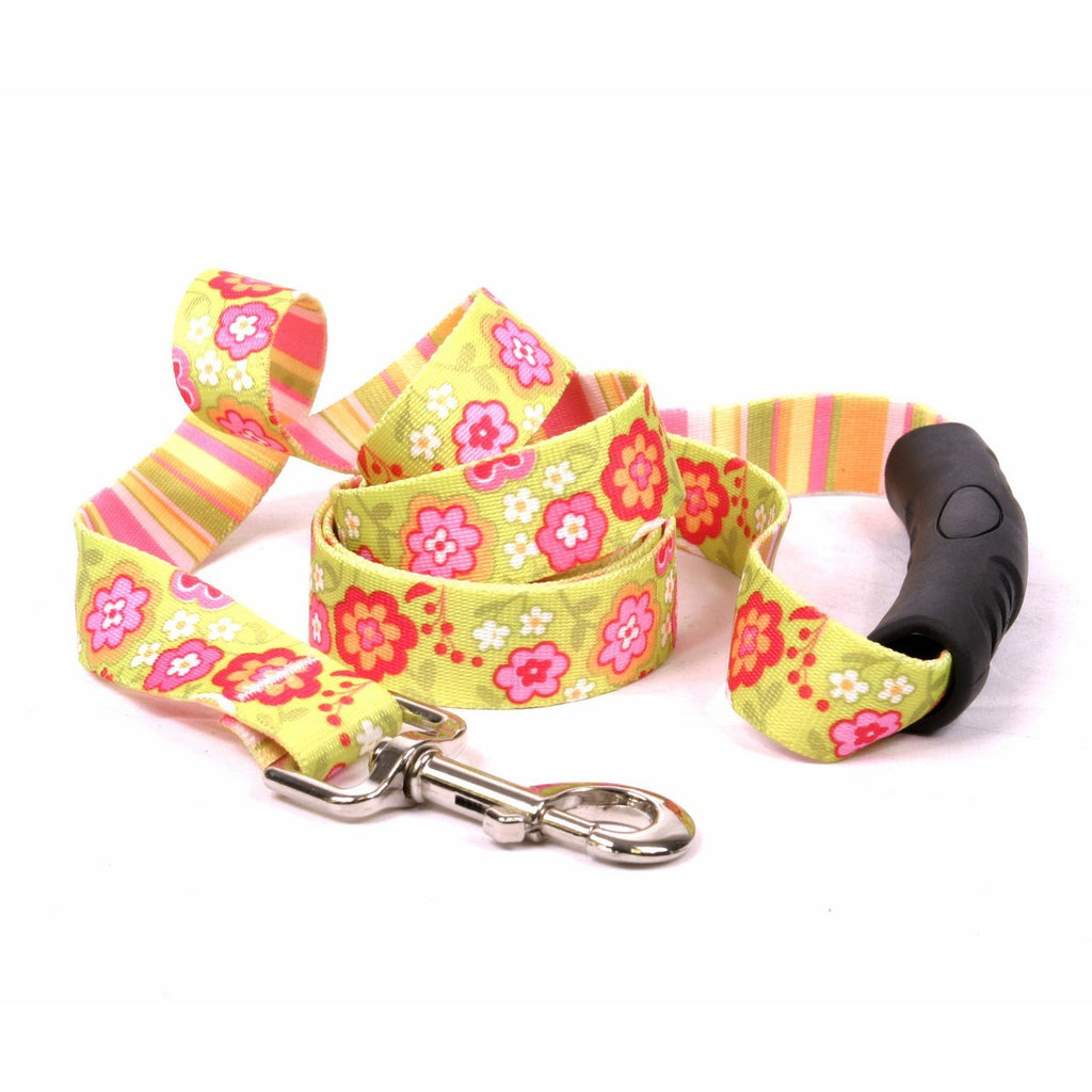 [Australia] - Yellow Dog Design Green Bouquet EZ-Grip Dog Leash with Comfort Handle 1" x 60" (5 feet) Long 