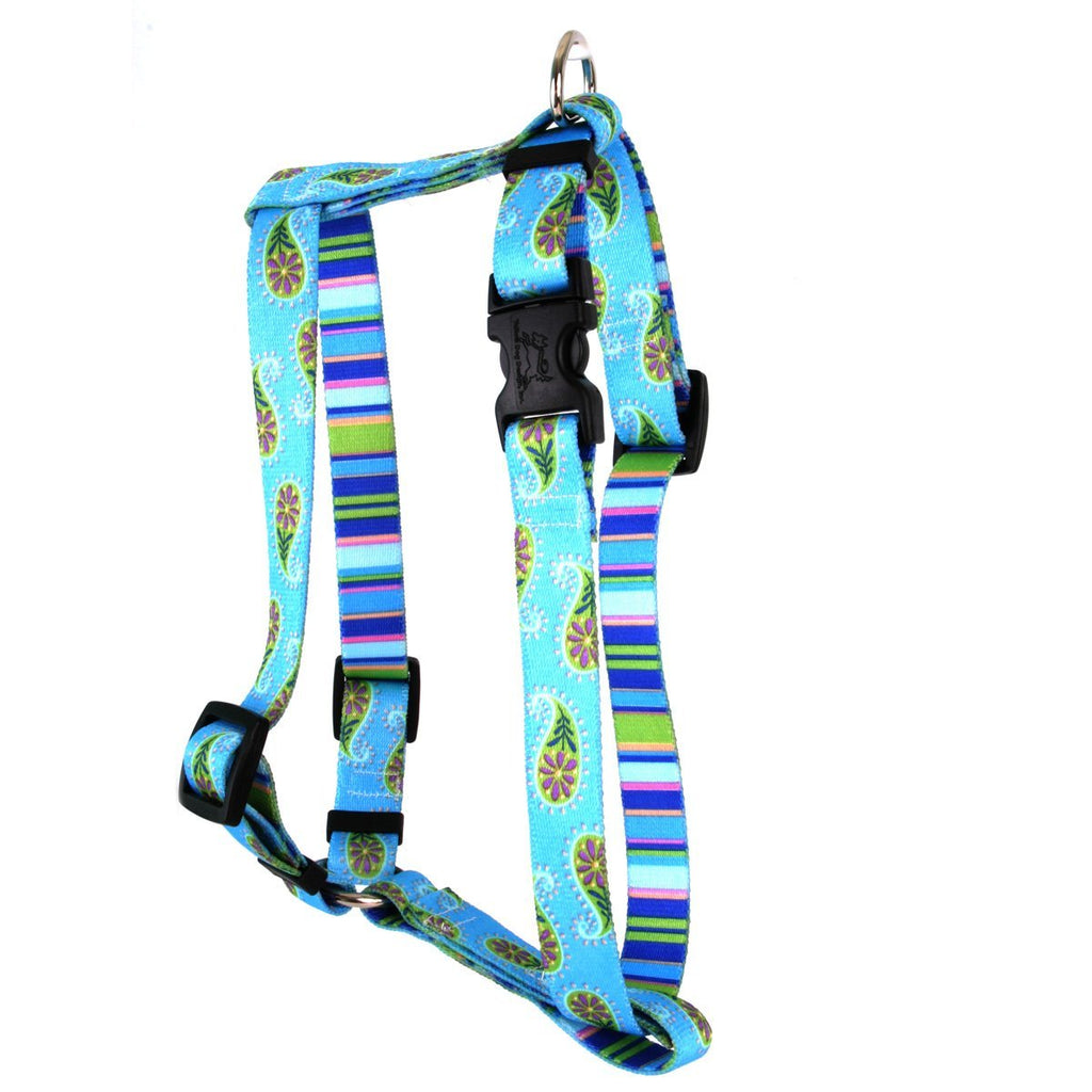 [Australia] - Yellow Dog Design Blue Paisley Roman Style H Dog Harness Small/Medium 14" - 20" 