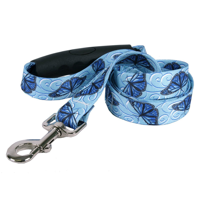 [Australia] - Yellow Dog Design Blue Butterfly Swirl EZ-Grip Dog Leash with Comfort Handle 3/4" x 60" (5 feet) Long 