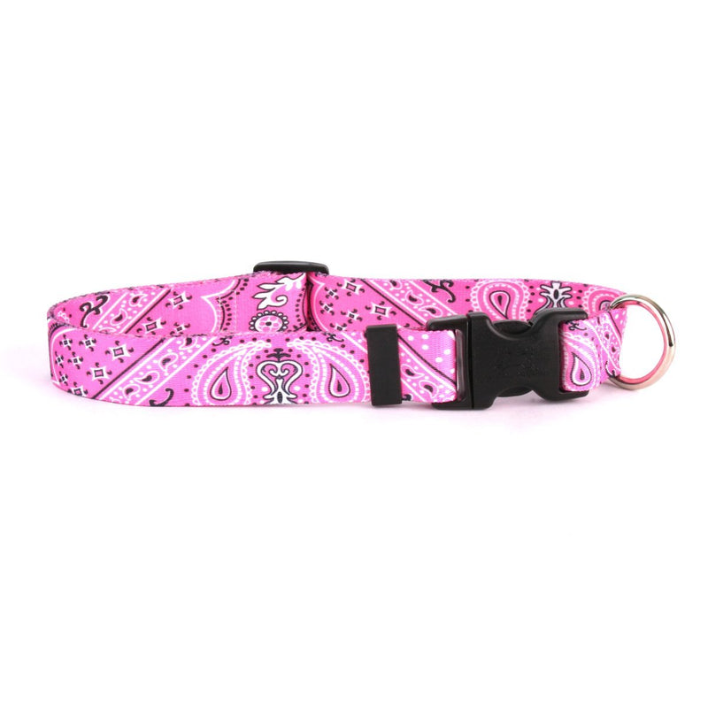 [Australia] - Yellow Dog Design Bandana Pink Dog Collar 3/8" Wide and Teacup 4" - 9" 