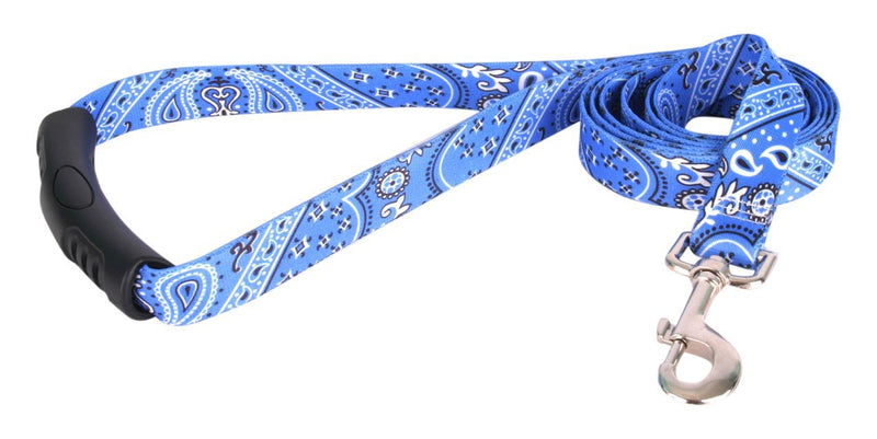 [Australia] - Yellow Dog Design Bandana Blue Ez-Grip Dog Leash with Comfort Handle 3/4" x 60" (5 feet) Long 