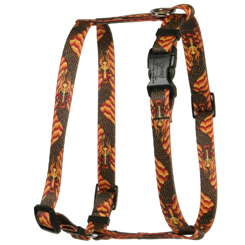 [Australia] - Yellow Dog Design Dragon Wave Orange Roman Style H Dog Harness Small/Medium 14" - 20" 