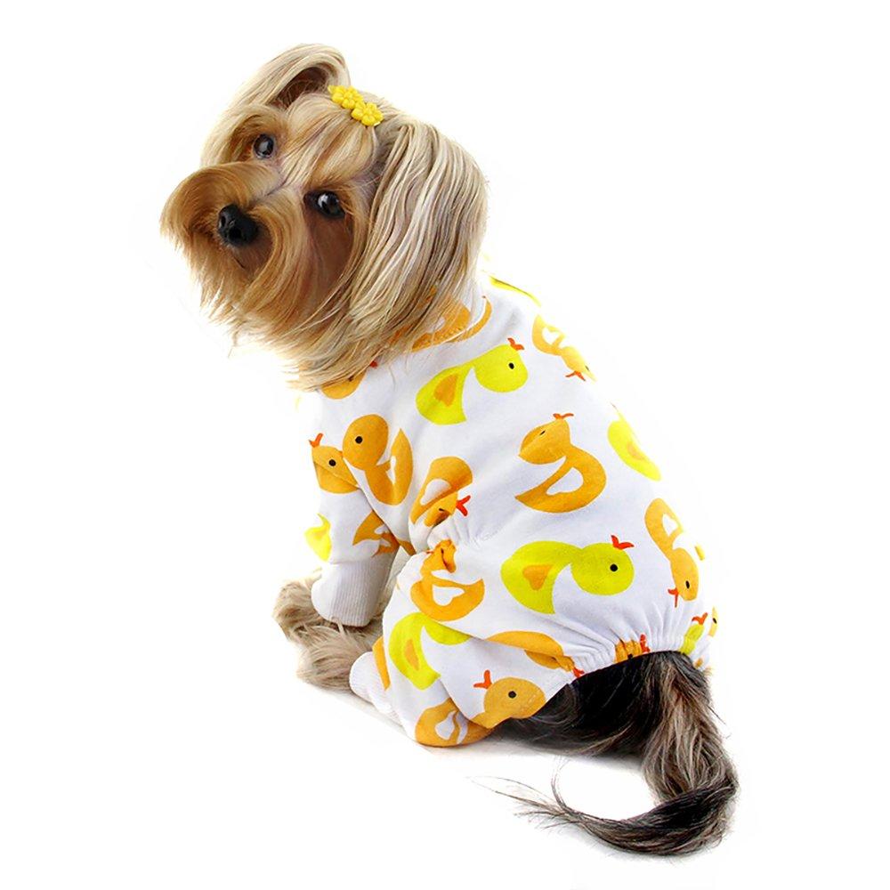 Yellow Ducky Knit Cotton Dog Pajamas/Bodysuit/Loungewear/PJ - X-LARGE - PawsPlanet Australia